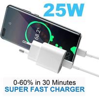25W USB-C Charger - Xiaomi - Redmi Note 9 Pro - 1M USB-C Cable - Color White - Fast PD balta