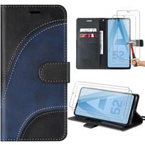 Case for Samsung Galaxy A52s 5G and A52 5G-4G - BOOLING - Wave Pattern - Black - PU Leather - 2 Tempered Glasses juoda