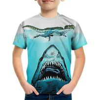 Ocean Big Shark 3D Printed Kids T-Shirt For Boy Girl Shirt Fashion Children's Clothes Short-Sleeved Boy T-Shirt Summer 100
