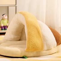 All SeasonsThickened Cat Nest Comfortable Deep Sleep Pet House Semi Enclosed Portable Kennel for Small and Medium Cat Pet Sup M geltona
