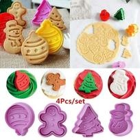4Pcs Cookie Biscuit Cutters Set Bread Fondant Cake Mold Baking Tool Xmas MIT 4pcs