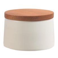 Ceramic Tea Canister with Bamboo Lid Airtight Tea Herb Storage Jar 20g Capacity Spice Box Case Organizer for Coffee Beans Cosmetics balta