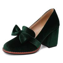 Women's high-heeled single shoes spring and summer new thick-heeled large-size four-season shoes versatile low-top shoes 35