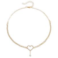 Double-Layer Flash Diamond Love Short Necklace Choker Pendant Neck Strap Neck Chain Neck Jewelry Women'S Collarbone Chain auksas