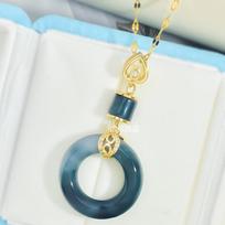 Ping An Buckle Necklace Women'S Design Premium Hetian Jade Pendant Retro Versatile Accessories