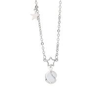 Trendy Design Opal Star Necklace Female Slim Planet Collarbone Chain Pendant Copper (White Gold)