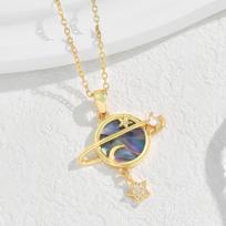 Design Planet Necklace Women'S High Sense Personality Versatile Micro-Inlaid Pendant Collarbone Chain Necklace