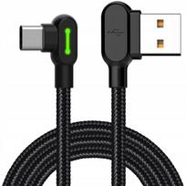 Mcdodo Telefono kabelis greitas, 90° kampu LED, USB į USB-C 3M juodas