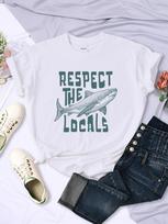 Respect The Locals Shark New 3D Prints Women Tee Clothing Casual Personality T Shirts Street Hip Hop Short Sleeve Summer Womans Tops S