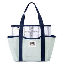 Mesh Beach Bag Sand-Proof Beach Tote with Multiple Pockets Quick-Drying Tote Toiletry Bag for Toys Towels Picnics Camping Beach Vacation žalia