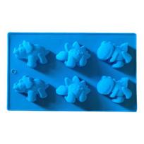 Dinosaur Chocolate Mold 6-Cavity Non Stick Silicone Ice Cube Tray Flexible Jelly Ice Cube Molds High Low Temperature Cheesecake Pudding Molds 1pc mėlyna