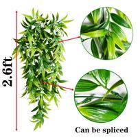 1pc Artificial Bamboo Leaf Rattan Green Plant Wall Hanging Artificial Hanging Plant Fake Outdoor Home Decorative Flower