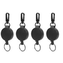 4pcs Telescopic Keychain AntiTheft Retractable Key Ring High Resilience Wire Rope Carabiner for gray