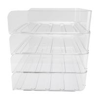Desk Letter Tray Set Acrylic Clear 4 Tier Stackable Paper Tray Desktop File Paper Holder for Home