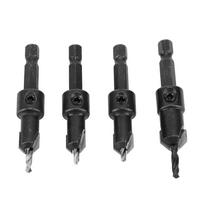 4Pcs Countersunk Drill Bit Cemented Carbide Hex Shank Countersunk Drilling Bit for Self Tapping