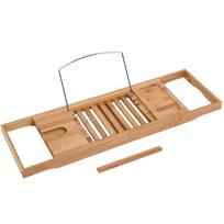 1Pc Extendable Bamboo Bathtub Rack Shelf Bathroom Shower Tub Book Reading Tray Stand White