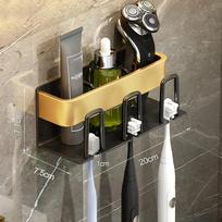Toothpaste Rack Wall Mounted Bathroom Household Shelf Toothbrush Holder Aluminium Alloy Punch Free Space Saving Accessories