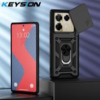 KEYSION Shockproof Case for Infinix Note 40 Pro+ 5G Slide Camera Protection Metal Ring Stand Phone Cover for Infinix Note 40 4G for Infinix Note 40 Pro 5G juoda