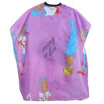 Children Hairdressing Apron Home Barber Shop Cartoon Pattern Hair Cutting Dyeing Gown CapePurple violetinė
