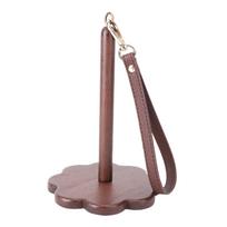 Portable Yarn Holder with Leather Wrist Strap Walnut Wood Yarn Ball Stand for Home Travel Crochet