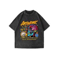 Cartoon Graphic T-shirt Sleeping Stucco Washing T-shirt Couple S