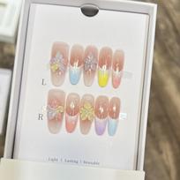 Wearing Armor Handmade High-end Hand-painted Rainbow Carved Nude Blush French Manicure Removable extra small XS