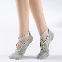 1Pair Yoga Socks for Women Non-Slip Grips Straps Bandage Cotton Sock Ideal for Pilates Pure Barre Ballet Dance Barefoot Workout 35-40
