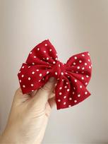 1pc/2pcs Set Red Heart Polka Dot Bow Hairclips, Cute Sweet Academy Style Side Bangs Hair Clips For Women