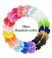 Bulk Pack 3'' Grosgrain Ribbon Hair Bows Clips 18/24/48Pcs for Baby Girls Boutique Hairpins Kids Headwear Accessory Set