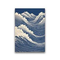 Waves Line Art Pictures Surfing Penguin Manta Dolphin Whale Prints Canvas Painting for Home Living Room Decoration 21cm×30cm NoFrame