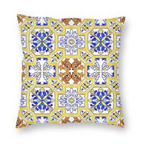 Portuguese Azulejo Tiles Square Pillow Case Polyester Throw Pillow Blue Delft Porcelain Pattern  Cushion Covers 30x30cm balta