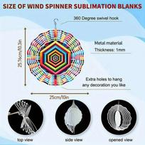 1pc Rainbow Geometric Mandala Wind Chime - Vibrant Abstract Pattern Metal Art for Garden