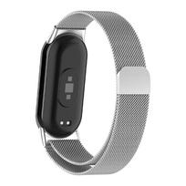 Nerūdijantis plienas, skirtas mi band 8 9 dirželis miband 8 miband 9 priedai magnetinės kilpos diržas correa apyrankė Xiaomi mi band 9 juostelėms Mi Band 8 sidabras