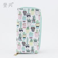 New cactus bonsai cactus thorn women's long PU wallet, clutch bag