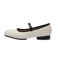 Versatile ballet single shoes Mary Jane shoes one word with square head thick heel women's shoes low heel light mouth ballet shoes 35
