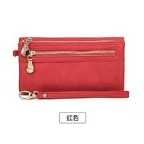 New wallet, retro large-capacity women's clutch bag, multi-functional long wallet. raudona
