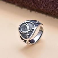 Arabian Double Knife Ring Personalized Hip Hop Retro Men Trend Old Domineering Live Adjustment Ring Jewelry