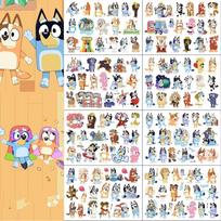 New 8 Sheet BLUEY Themed Temporary Tattoos Cartoon Sticker Tattoos Gift for Kids beige