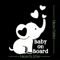 2pcs Creative Car Reflective Sticker Baby On Board Elephant Car Window Rear Glass Decoration Mother And Child Essential Safety Reminder Laptop Sticker sidabras