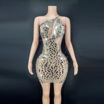 Novance Women's Sparkling Sequin Sleeveless Mini Evening Dress Extra Large