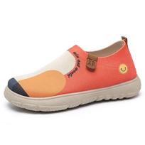 TEMU one-pedal graffiti shoes women's spring and summer thick-soled painted casual shoes women's flat-soled single shoes 36