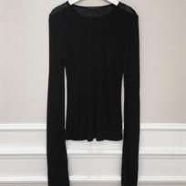 Korean Sexy Slim Fit Sheer Round Neck T-Shirt One Size juoda