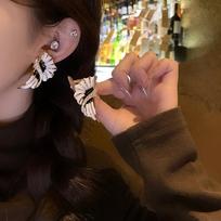 Silver needle zir*****il drop wing stud earrings niche exaggerated design earrings personalized earrings women