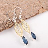 London Blue Topaz 925 Solid Sterling Silver Earrings, Handmade Gemstone Earrings Jewelry, Gifts For Wife Brand New Earrings 2.11 Inches mėlyna