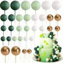 32 Pieces Ball Cake Toppers Decorations, Mini Ball Cake Toppers for Wedding Party Birthday Cake Decorations 32pcs žalia