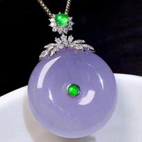 Natural chalcedony Violet Necklace for Women Light Luxury inlay Crystal Exquisite Fashion Round Pendant Wedding Jewelry 45cm gray