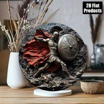 Spartan Warrior Round Tin Sign Retro Wall Art Home Decor Metal Poster 20x20 įvairiaspalvis