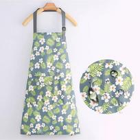 Adjustable kitchen cooking apron, waterproof cooking apron with pockets, suitable for kitchen baking, gardening, barbecues (flow žalia