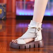 Foreign trade export Roman shoes women's summer casual fashion 2025 new high-top heel cool boots thick-soled fish mouth 35