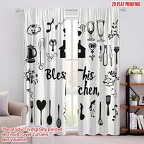 Set Of 2 Plane Printing Curtain Popular Kitchen Harmony Versatile Polyester Fabric Without Rod Room Decor Perfect Bedroom Curtains Made Window W100*H70(CM)-Grommet top&2PCS